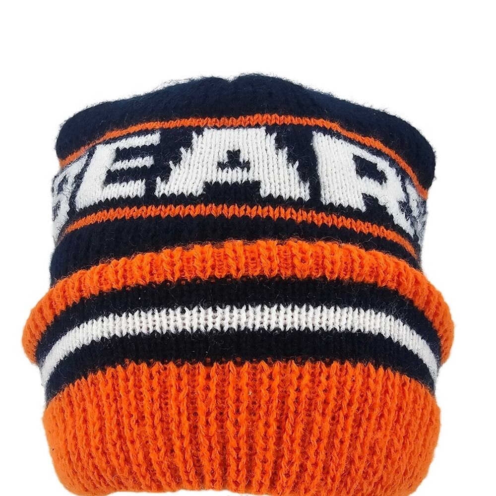 Vintage 90's Chicago Bear Cuffed Beanie Winter Hat Retro NFL Football